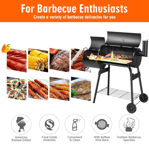 Costway Outdoor BBQ Grill Charcoal Barbecue Pit Patio Backyard Cooker Smoker