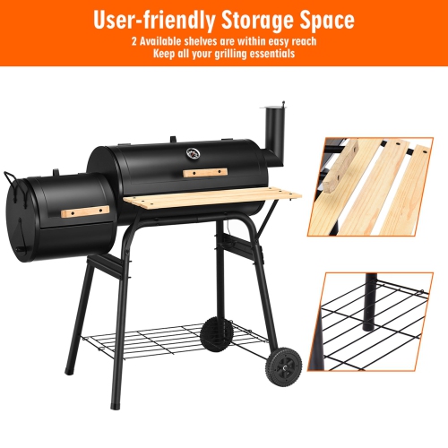 Costway Outdoor BBQ Grill Charcoal Barbecue Pit Patio Backyard Cooker Smoker