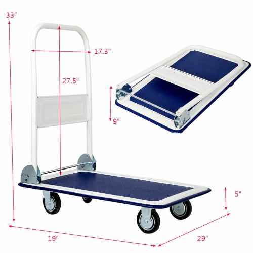 Costway 330lbs Platform Cart Dolly Folding Foldable Moving Warehouse Push Hand Truck New