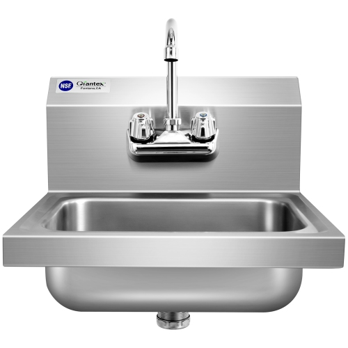 Costway Stainless Steel Hand Wash Sink Washing Wall Mount Commercial Heavy Duty