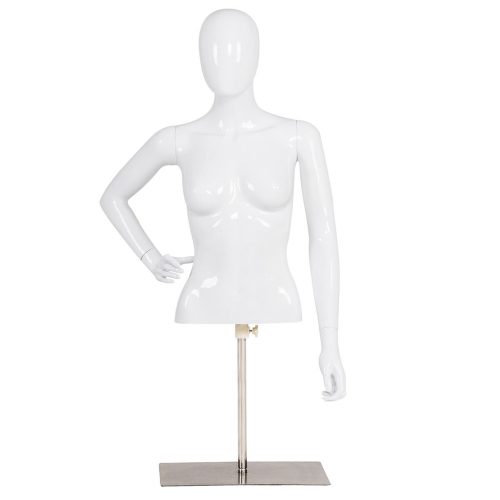 Costway Female Mannequin Realistic Torso Half Body Head Turn Dress Form w/ Base
