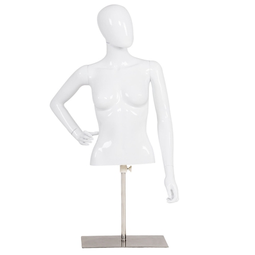 Costway Female Mannequin Realistic Torso Half Body Head Turn Dress Form w/ Base