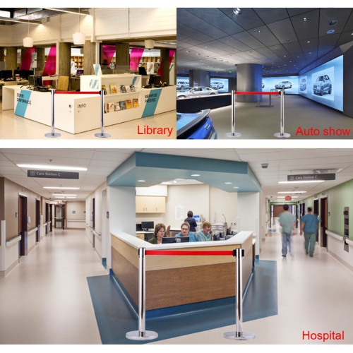 Costway 6Pcs Stanchion Posts Queue Pole Retractable Red Belt Crowd Control Barrier