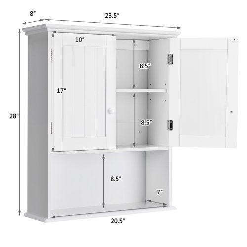 Costway Wall Mount Bathroom Cabinet Storage Organizer Medicine Cabinet Kitchen Laundry