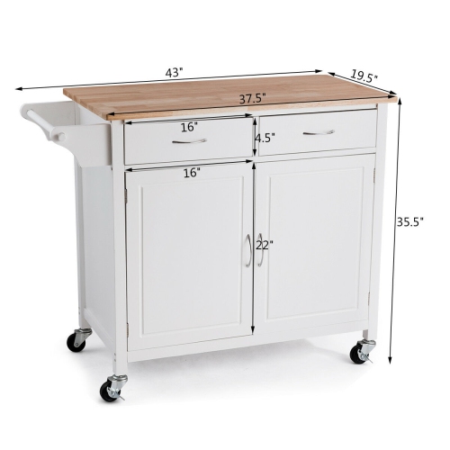 Rolling Kitchen Cart Island Wood Top Storage Trolley Cabinet Utility