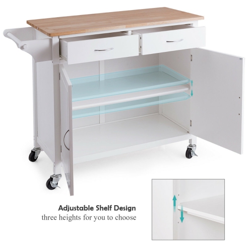 Rolling Kitchen Cart Island Wood Top Storage Trolley Cabinet Utility