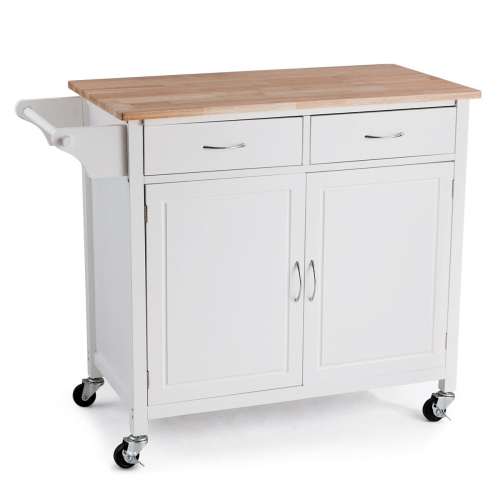Rolling Kitchen Cart Island Wood Top Storage Trolley Cabinet Utility