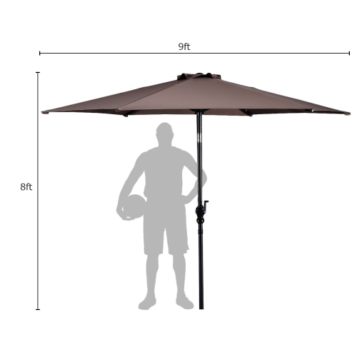 Costway 9FT Patio Umbrella Patio Market Steel Tilt W/ Crank Outdoor Yard Garden