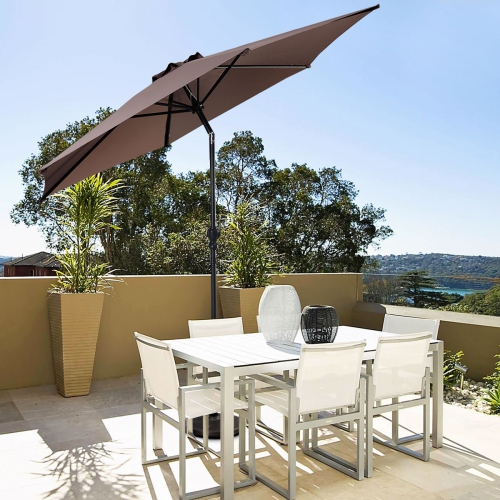 Costway 9FT Patio Umbrella Patio Market Steel Tilt W/ Crank Outdoor Yard Garden