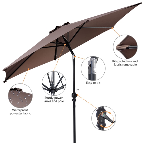 Costway 9FT Patio Umbrella Patio Market Steel Tilt W/ Crank Outdoor Yard Garden
