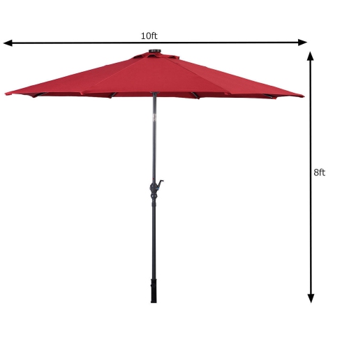 Costway 10ft Patio Solar Umbrella LED Patio Market Steel Tilt w/ Crank Outdoor