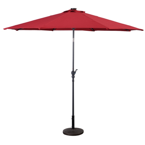 Costway 10ft Patio Solar Umbrella LED Patio Market Steel Tilt w/ Crank Outdoor