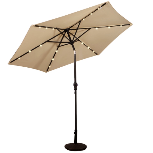 Costway 9FT Patio Solar Umbrella LED Patio Market Steel Tilt W/ Crank Outdoor