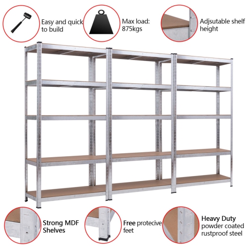 Costway 71" Heavy Duty Storage Shelf Steel Metal Garage Rack 5 Level Adjustable Shelves
