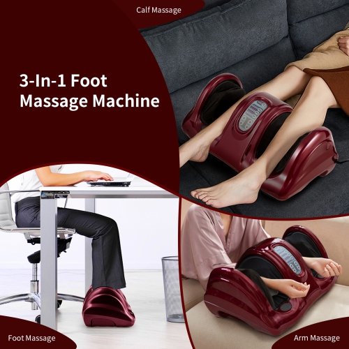 Costway Shiatsu Foot Massager Kneading and Rolling Leg Calf Ankle w/Remote Red Burgu New