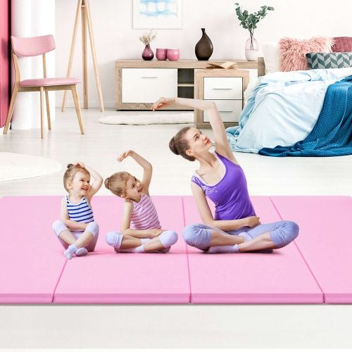 Costway 4 x 8 x 2 Foldable Gymnastics Mat Four Panels Gym Mat with PU Leather and EPE Foam Best Buy Canada