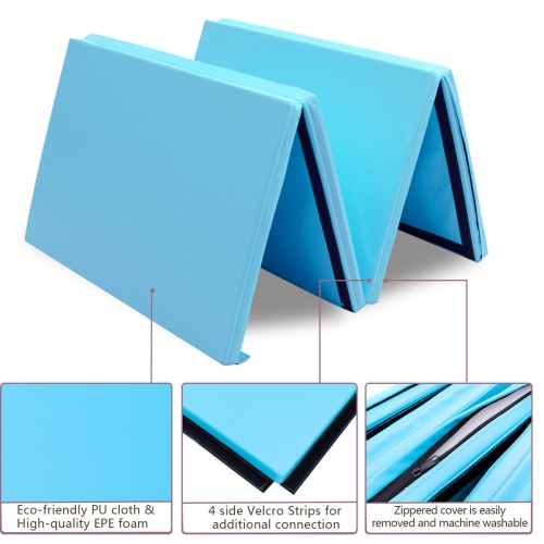 4 X 8 X 2 Foldable Gymnastics Mat Four Panels Gym Mat With Pu