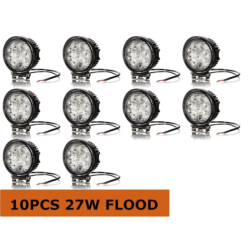 	MegaPower (TM) 10PCS 10 PACK 27w 4 Inch Round Flood Light Led Work Off Road Fog Driving 4x4 Bumper Rock : Car Lights - Best Buy... 