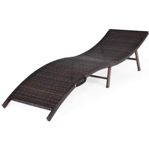 Costway Folding Patio Outdoor Pool side Rattan Chaise Lounge Chair