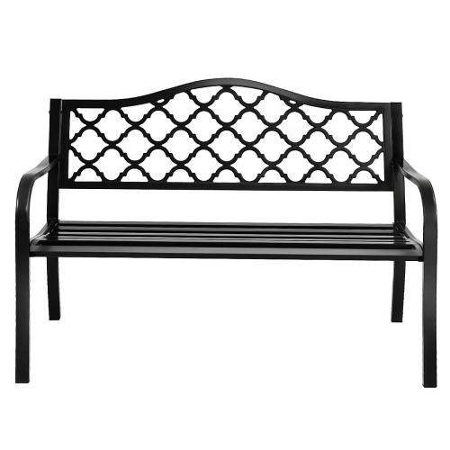 Costway 50" Patio Garden Bench Loveseats Park Yard Furniture Decor Cast Iron Frame Black