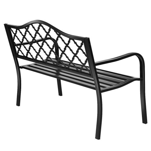 Costway 50" Patio Garden Bench Loveseats Park Yard Furniture Decor Cast Iron Frame Black