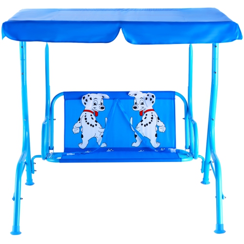 Chaise balancelle de patio pour enfants de Costway Banc d'auto avec auvent pour 2&nbsp;personnes Meubles de jardin bleus