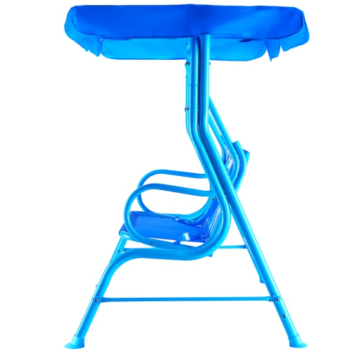 Chaise balancelle de patio pour enfants de Costway Banc d'auto avec auvent pour 2&nbsp;personnes Meubles de jardin bleus