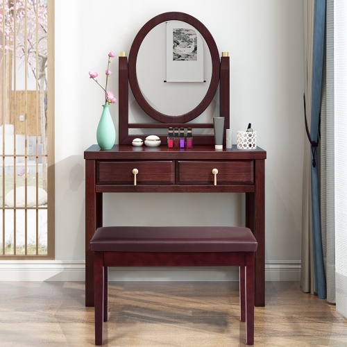 Costway Solid Wood PU Leather Piano Bench Padded Double Duet Keyboard Seat Storage Brown