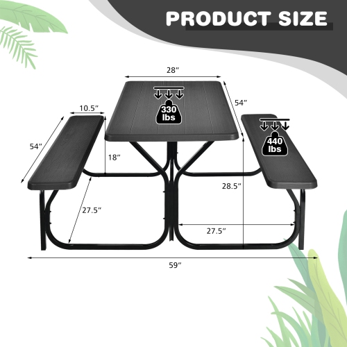 Costway Picnic Table Bench Set Outdoor Backyard Patio Garden Party Dining All Weather