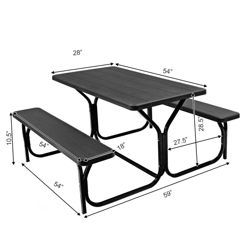 Costway Picnic Table Bench Set Outdoor Backyard Patio Garden Party Dining All Weather