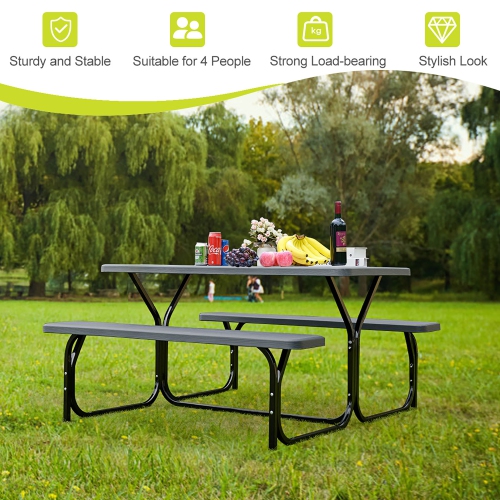 Costway Picnic Table Bench Set Outdoor Backyard Patio Garden Party Dining All Weather