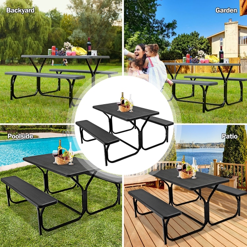 Costway Picnic Table Bench Set Outdoor Backyard Patio Garden Party Dining All Weather