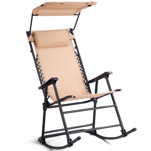 Folding Zero Gravity Rocking Chair Rocker Porchsunshade Canopy Beige Best Buy Canada