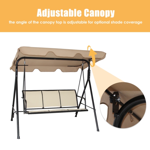 Costway Outdoor Patio Swing Canopy 3 Person Canopy Swing Chair Patio Hammock