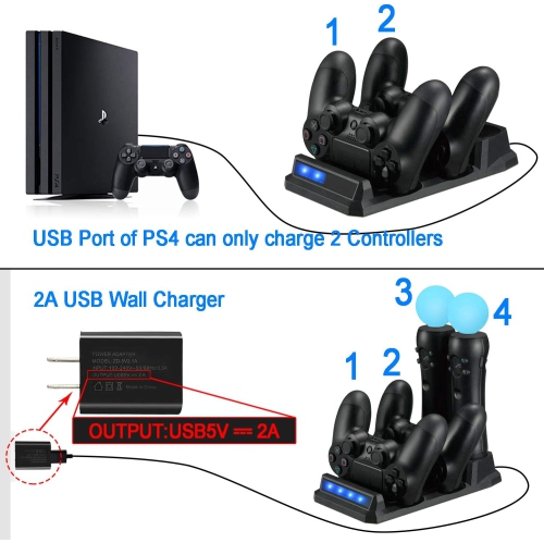 Support de station de charge USB pour touristes, support pour manette de  jeu PS4 PlayStation 4