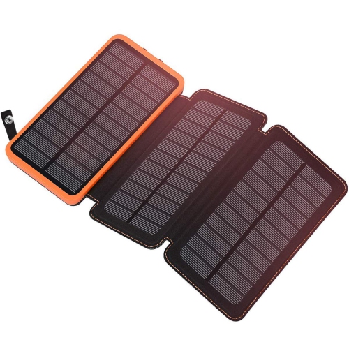Chargeur solaire de 24 000 mAh, chargeur portable solaire avec deux ports USB, batterie externe portative étanche
