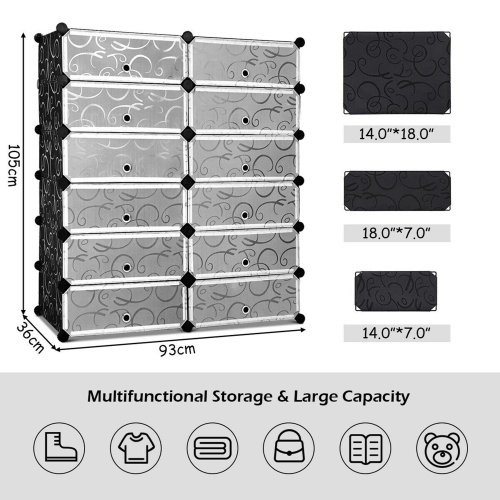 Costway 12 Cubic Portable Shoe Rack Shelf Cabinet Storage Closet Organizer