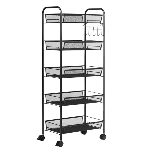 Costway 5 Tier Storage Rack Trolley Cart Home Kitchen Organizer Utility Baskets
