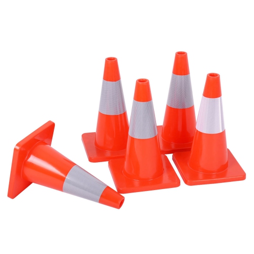 5PCS Traffic Cones 18" Slim Fluorescent Reflective Road Safety Parking Cones