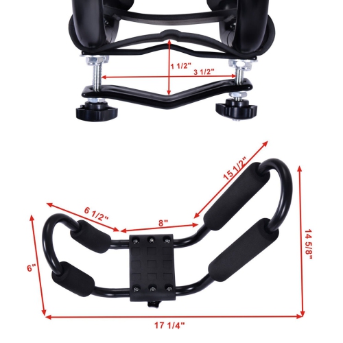 COSTWAY Lot de 4 Support de Kayak Barres de Toit de Voiture pour Kayaks Transport en Sécurité en Forme de U Anti-Friction pour Voyager 36 x 20 x 15