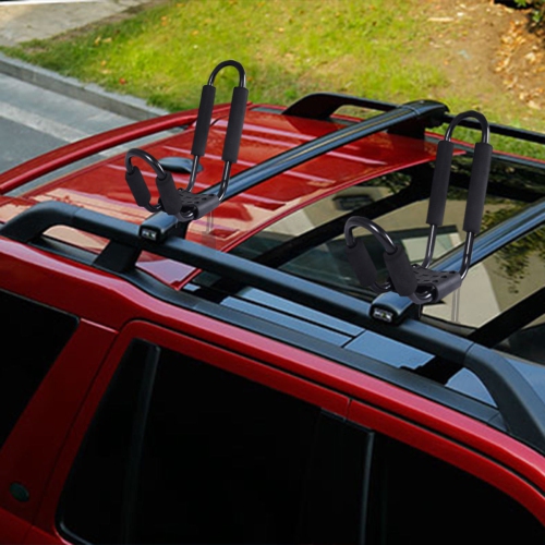 COSTWAY Lot de 4 Support de Kayak Barres de Toit de Voiture pour Kayaks Transport en Sécurité en Forme de U Anti-Friction pour Voyager 36 x 20 x 15
