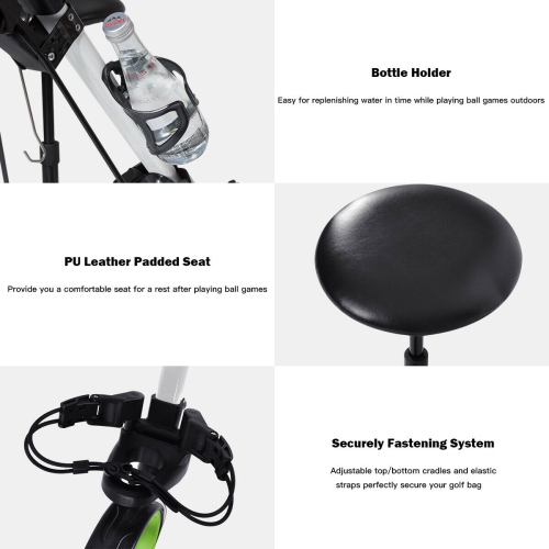 Chariot de golf pliable à 3 roues de Costway avec poignée et siège pivotant