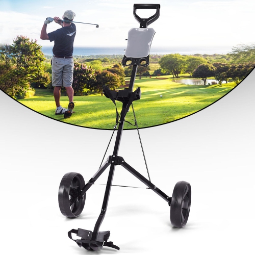 Costway Folding 2 Wheel Push Pull Golf Club Cart Trolley Swivel Scoreboard Lightweight