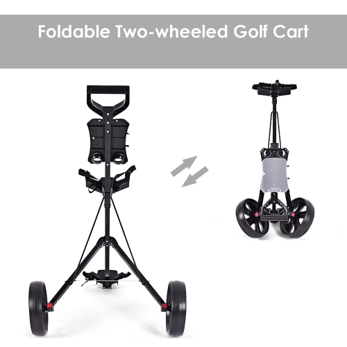 Costway Folding 2 Wheel Push Pull Golf Club Cart Trolley Swivel Scoreboard Lightweight