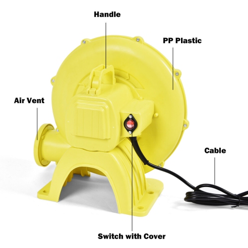 Costway Air Blower Pump Fan 480 Watt 0.6HP For Inflatable Bounce House Bouncy Castle