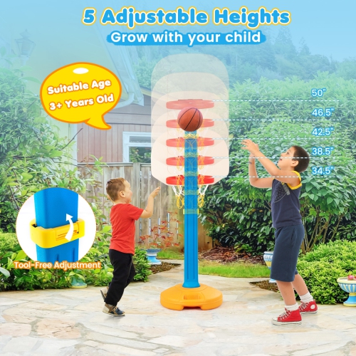 Costway Kids Basketball Hoop Stand Adjustable Height Indoor Outdoor Sports Game Toy