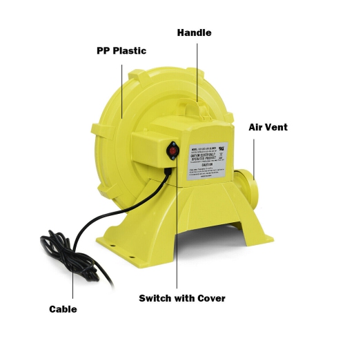 Costway Air Blower Pump Fan 950 Watt 1.25HP For Inflatable Bounce House Castle