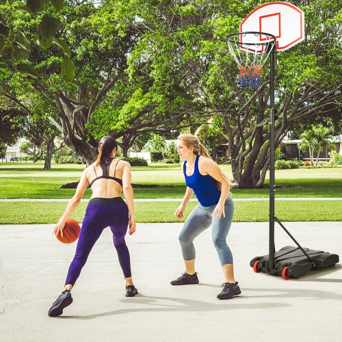 Costway 7.1FT-8.1FT Adjustable Basketball Hoop System with 2 Nets & Wheels Indoor Outdoor