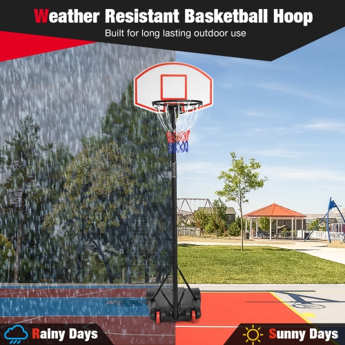 Costway 7.1FT-8.1FT Adjustable Basketball Hoop System with 2 Nets & Wheels Indoor Outdoor