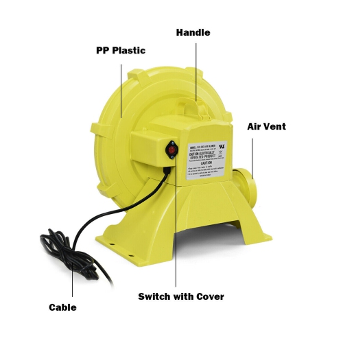 Costway Air Blower Pump Fan 735 Watt 1.0HP For Inflatable Bounce House Bouncy Castle